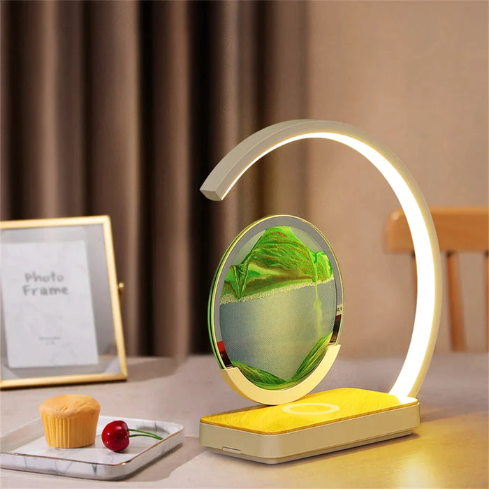 Decoramo 3D Sand Of Time Lamp With Touch Dimming & Mobile Phone Wireless Charging