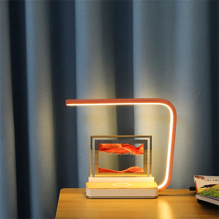 Decoramo 3D Sand Of Time Lamp With Touch Dimming & Mobile Phone Wireless Charging