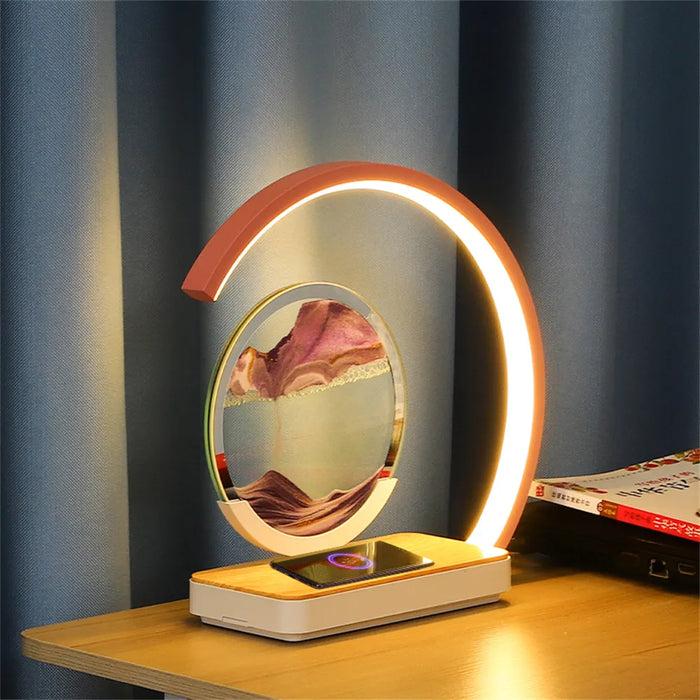 decoramo 3D Sand of Time Lamp with Touch Dimming & Mobile Phone Wireless Charging