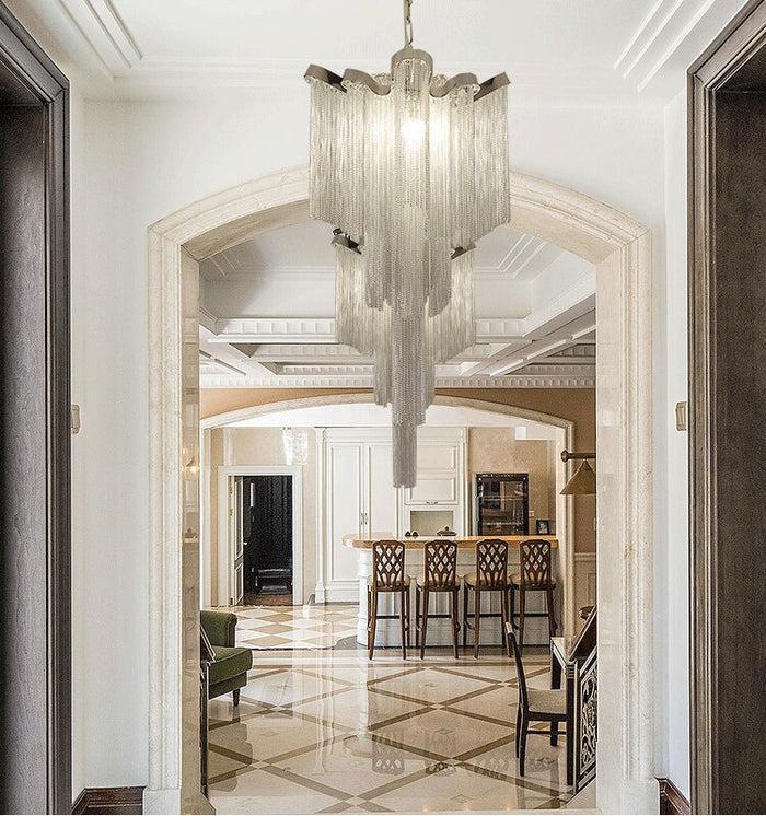 Decoramo Aluminum Chain Tassel Chandelier Loft Chandeliers For Dining Living Room Kitchen