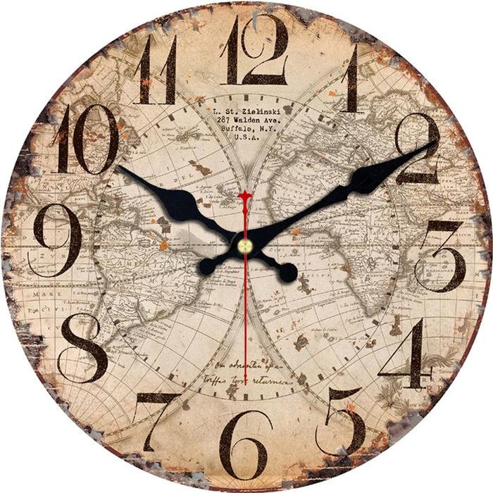decoramo Antique Clocks Silent World Map Sailboat Design Clock