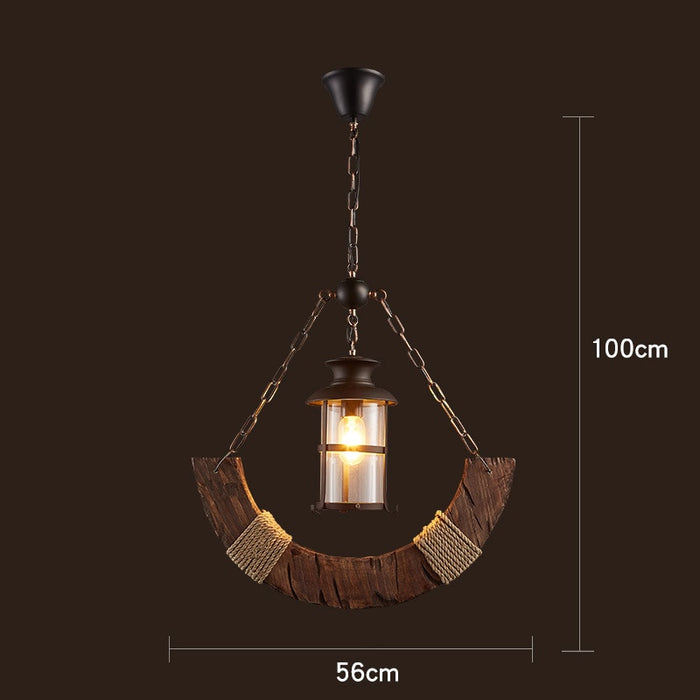 Decoramo Antique Industrial Retro Wood LED Ceiling Chandelier