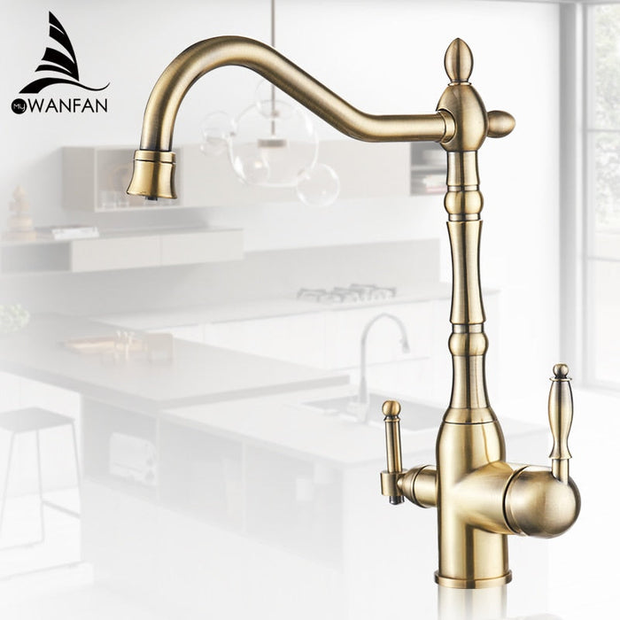 decoramo Antique Kitchen Purify Faucets Tap Cold and Hot 360 Rotation with Water Purification Features
