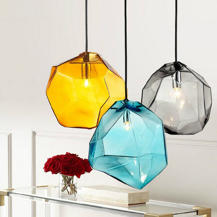 decoramo Chunk Of Crystal - Colorful Modern Glass Pendant Light