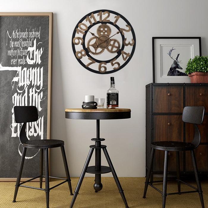 Decoramo Creative Silent Wall Clock 3D Retro Rustic DIY Wooden Handmade Oversized Wall Clock