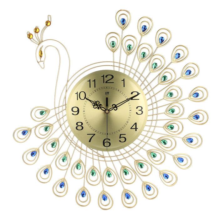Decoramo 3D Gold Diamond Peacock Wall Clock