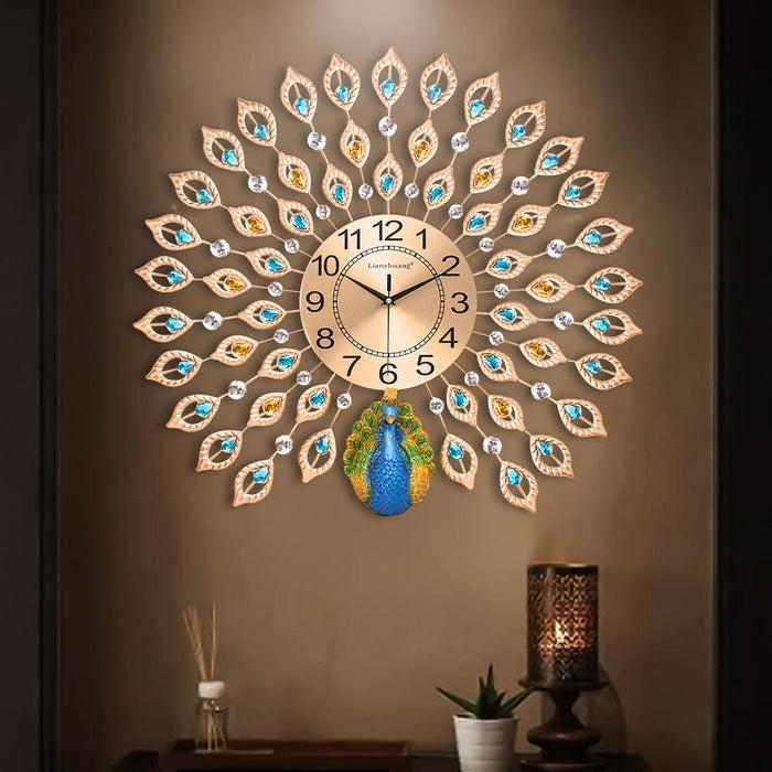 decoramo 3D Large Wall Clock Peacock Pattern
