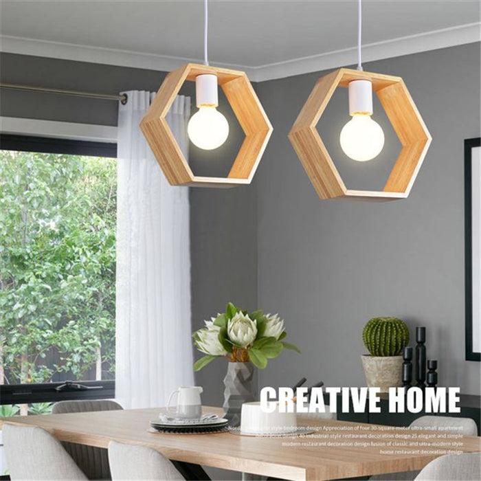 Decoramo Geometric Hanging Wooden Lights