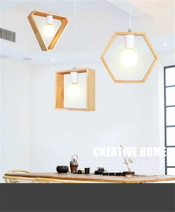 Decoramo Geometric Hanging Wooden Lights
