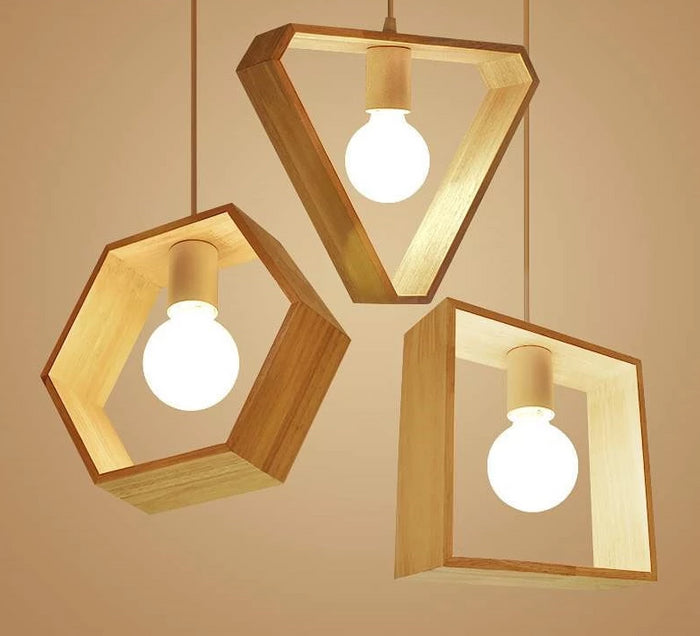 decoramo Geometric Hanging Wooden Lights