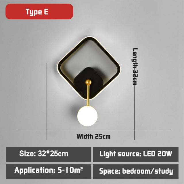 Decoramo Hot Sale Led Black And Gold Wall Lamp