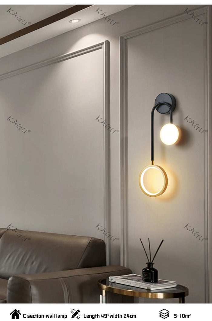Decoramo Hot Sale Led Black And Gold Wall Lamp
