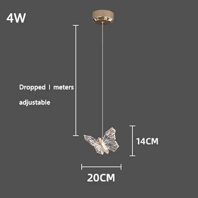 Decoramo Modern Crystal LED Butterfly Pendant Lamp