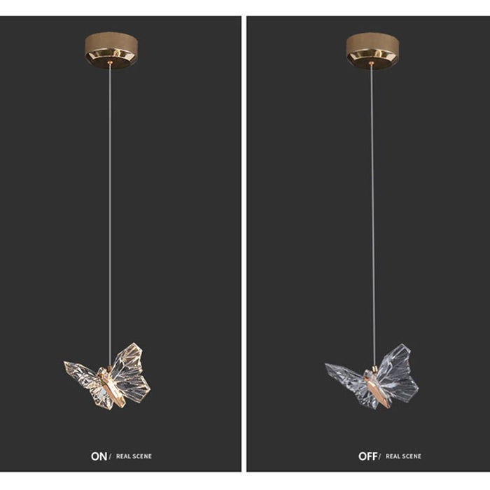 Decoramo Modern Crystal LED Butterfly Pendant Lamp