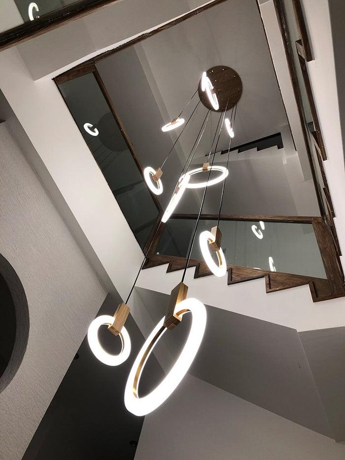 Decoramo Modern LED Wall Stair Ring Chandelier