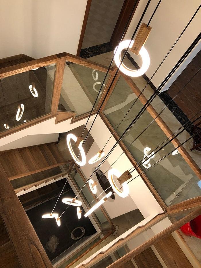 Decoramo Modern LED Wall Stair Ring Chandelier