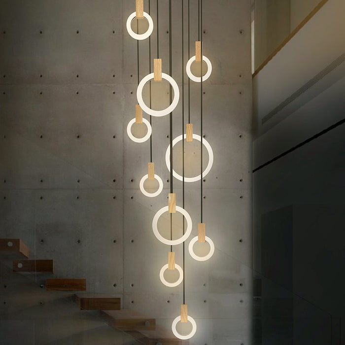 decoramo Modern LED Wall Stair Ring Chandelier