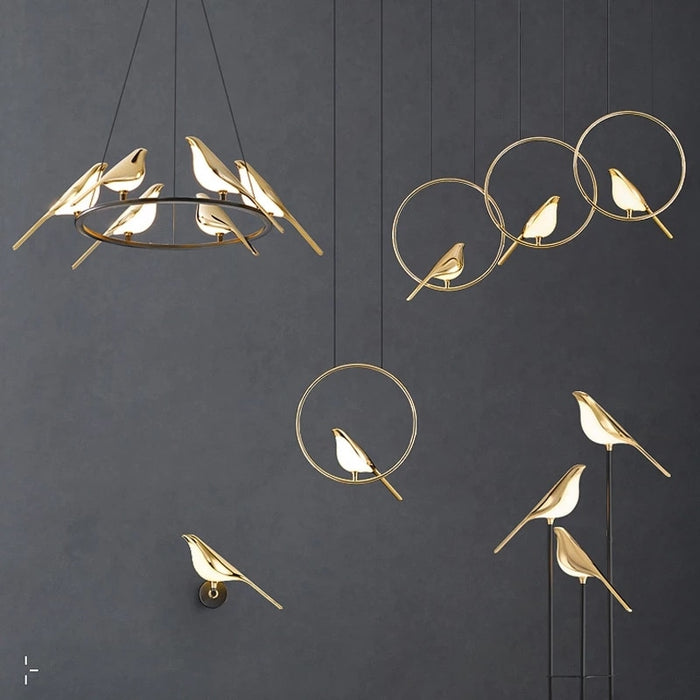 decoramo NEW Gold Magpie Bird Ceiling Chandelier