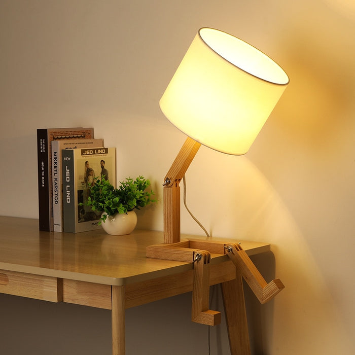 Decoramo Robot Shape Wooden Table Lamp