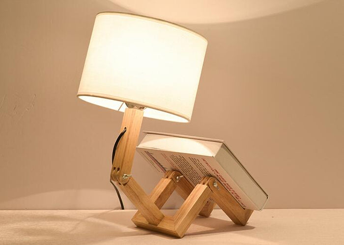 Decoramo Robot Shape Wooden Table Lamp