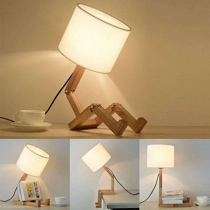 decoramo Robot Shape Wooden Table Lamp