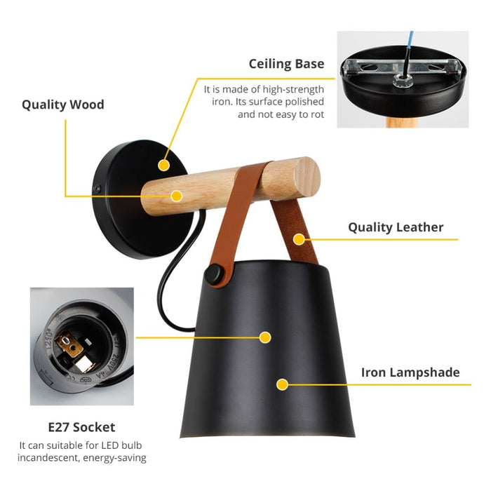 Decoramo Wooden Lantern Nordic Hanging Wall Lamp
