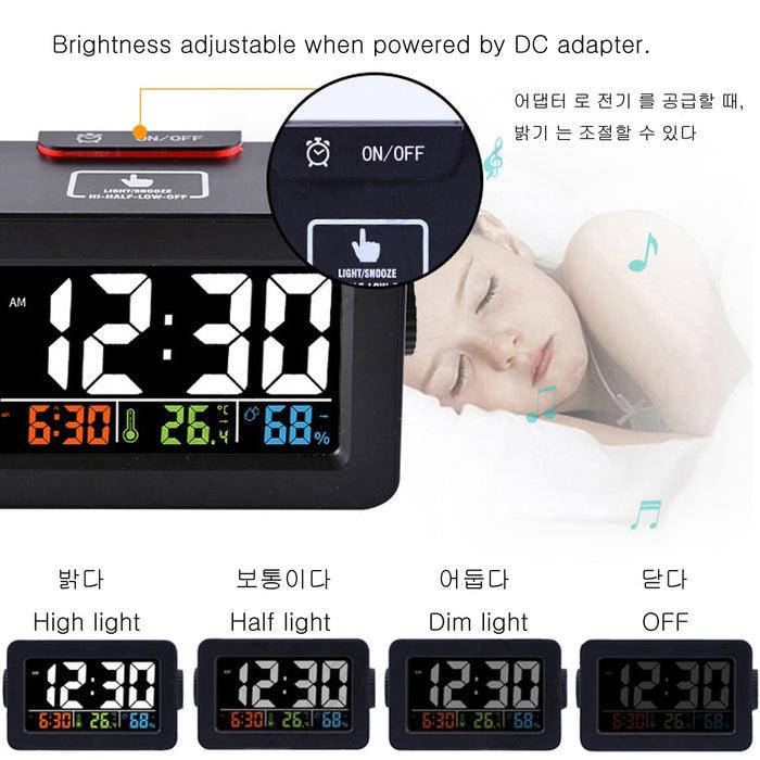 Decoramo Digital Alarm Clock With Thermometer Hygrometer Humidity Temperature Phone Charger