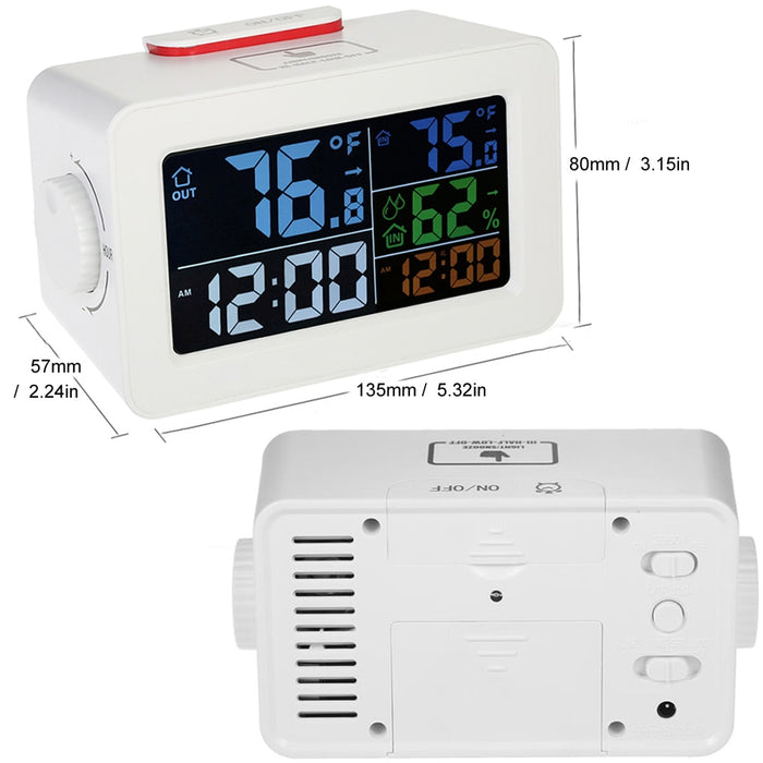 Decoramo Digital Alarm Clock With Thermometer Hygrometer Humidity Temperature Phone Charger