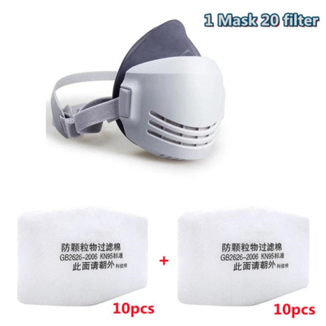 Decoramo Dust Mask +20pcs Filter Half Face Dust-proof Construction Mask