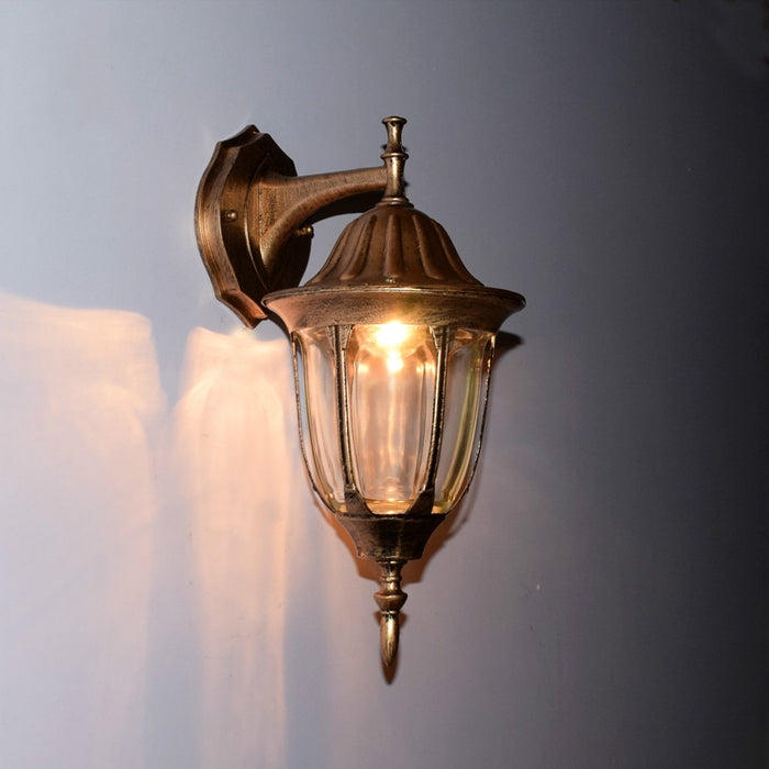 Decoramo European Vintage Bronze Aluminum Courtyard Waterproof Outdoor Wall Sconce Lamp