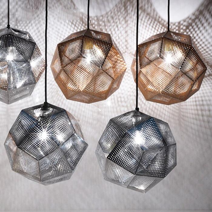 Decoramo Geometric Globe Metal Mesh Gold Silver Industrial Pendant Light
