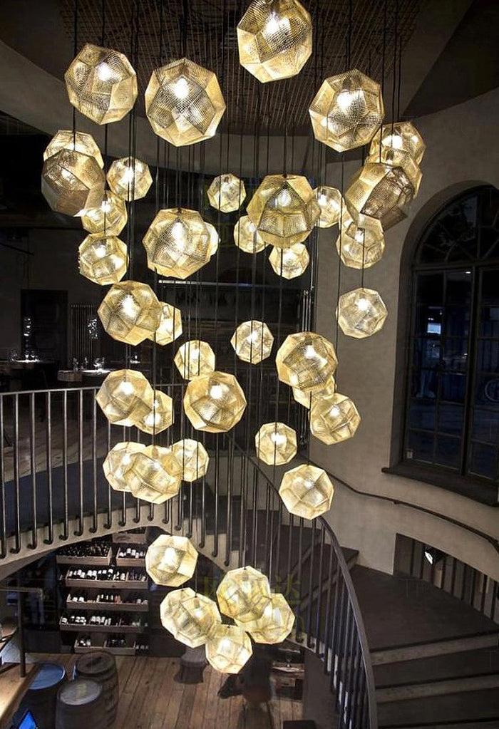 Decoramo Geometric Globe Metal Mesh Gold Silver Industrial Pendant Light