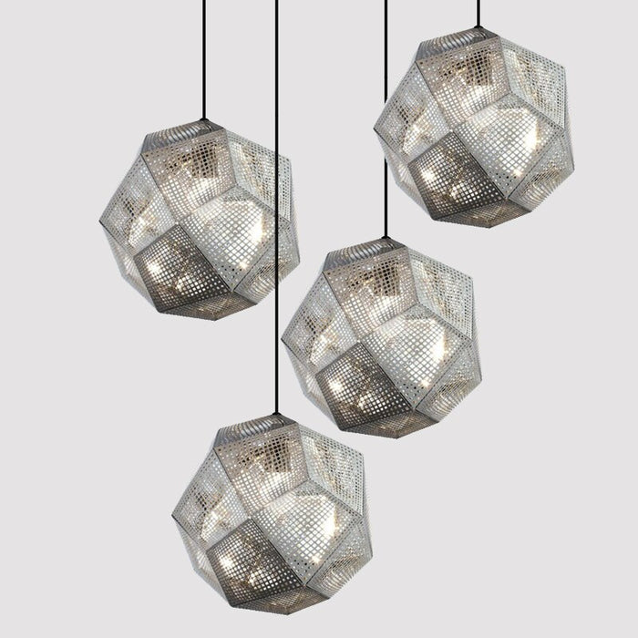 Decoramo Geometric Globe Metal Mesh Gold Silver Industrial Pendant Light
