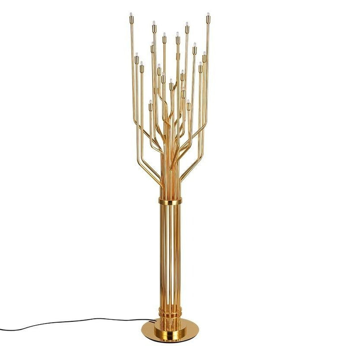 decoramo Gold-Colored Modern Tree Lamp - Decorative Floor Lamp Stainless Steel
