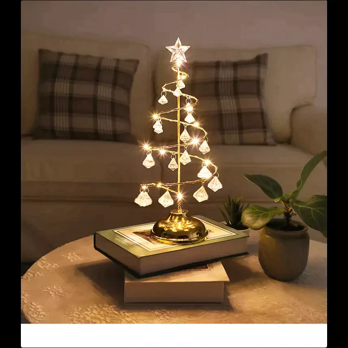 decoramo Gold Silver LED String Christmas Tree Table Lamp