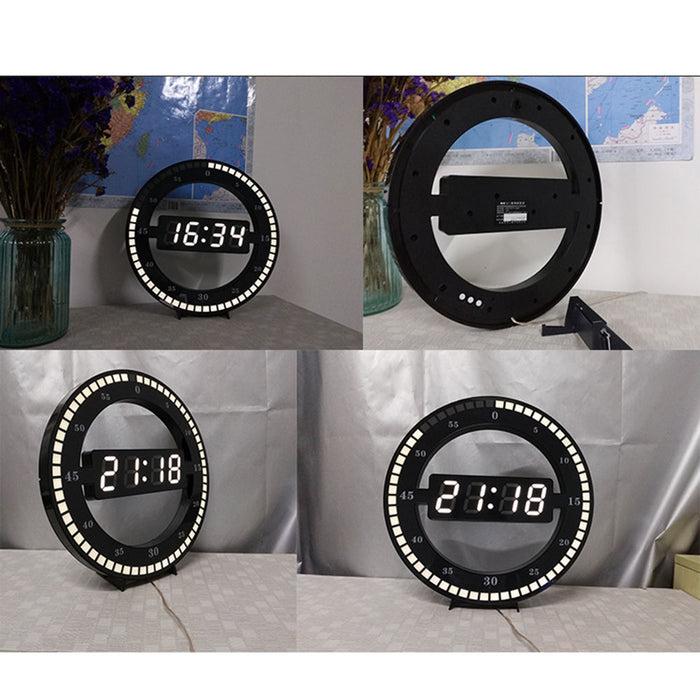 Decoramo Hanging Wall Clock Black Circle Automatically Adjust Brightness Digital Led Display