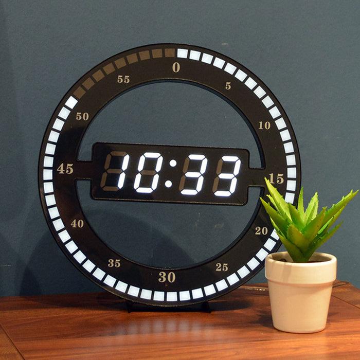 decoramo Hanging Wall Clock Black Circle Automatically Adjust Brightness Digital Led Display