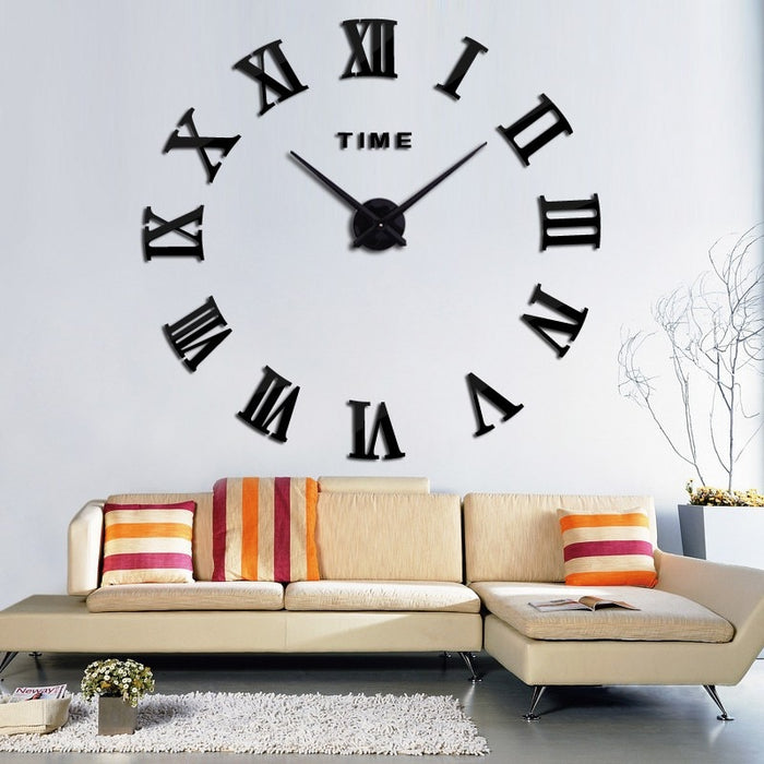 decoramo Home Decor Large Roman Mirror Fashion Modern Quartz Clock