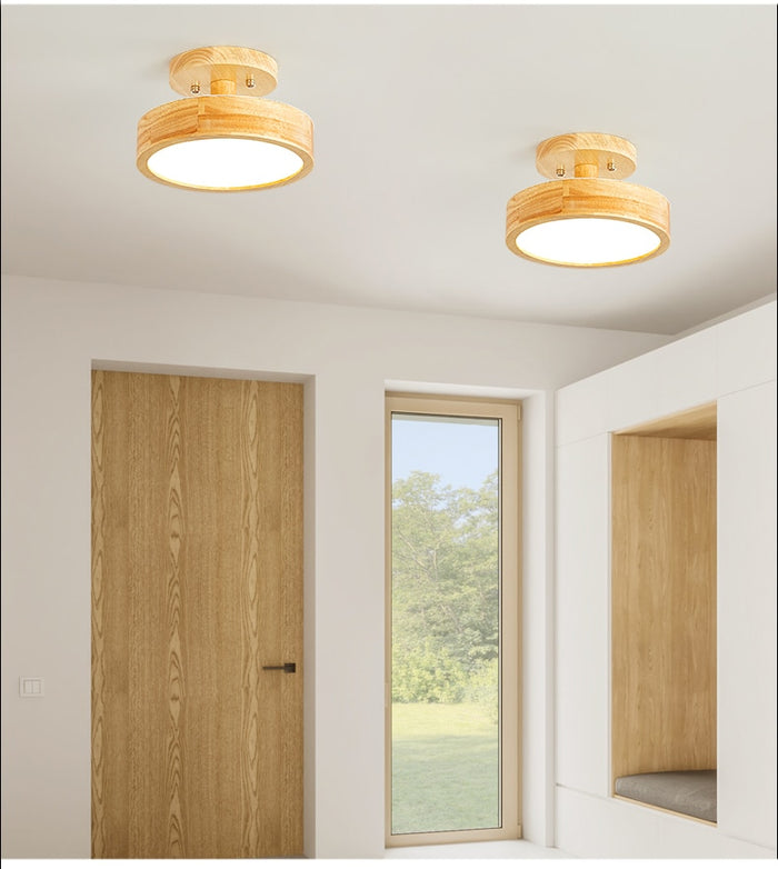 Decoramo Japanese Natural Wood Ceiling Lights For Corridor