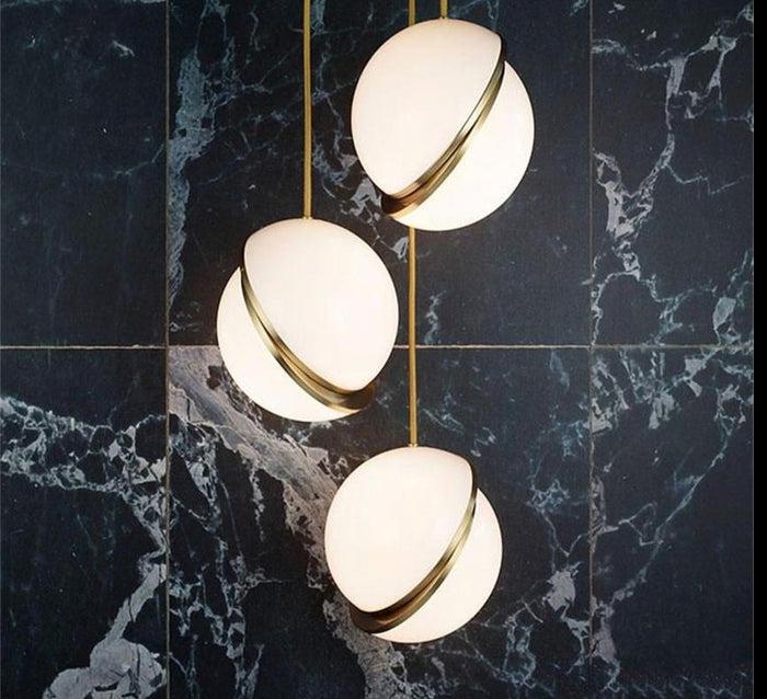 Decoramo JW Modern Art Ball Pendant Lights Globe Acrylic Lampshade Pendant Lamp For Living Room Bedroom Kitchen Hanging Fixtures Decor