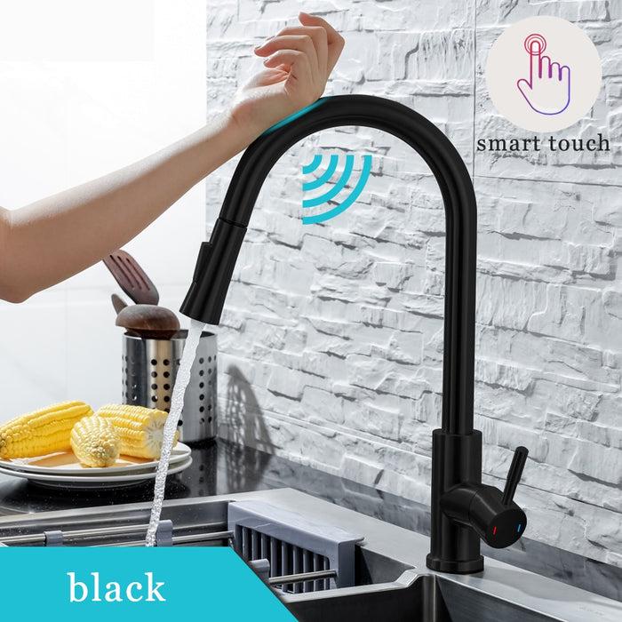 Decoramo Kitchen Sensor Faucet Pull Out With Touch Tap Sensor Stainless Steel