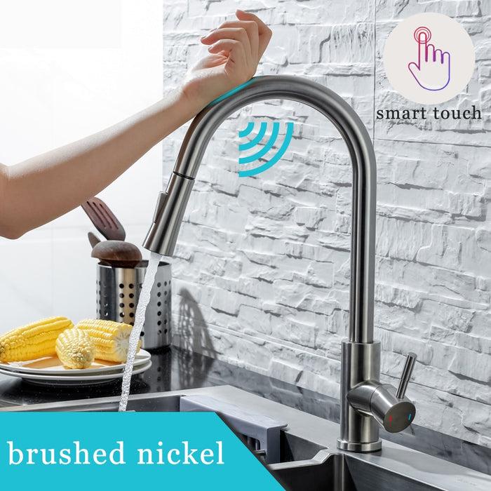 Decoramo Kitchen Sensor Faucet Pull Out With Touch Tap Sensor Stainless Steel