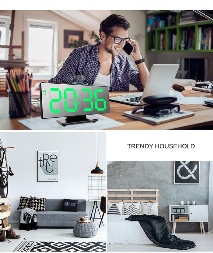 Decoramo LED Mirror Digital Alarm Clock Electronic Watch Multifunction