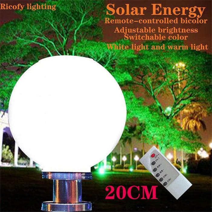 Decoramo LED Round Ball Stainless Steel Solar Powered Lamp Outdoor IP65 Waterproof