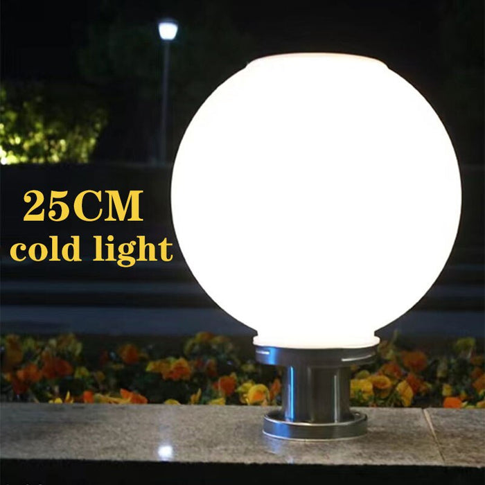 Decoramo LED Round Ball Stainless Steel Solar Powered Lamp Outdoor IP65 Waterproof