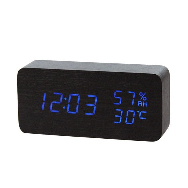 Decoramo LED Wooden Table Alarm Clock With Voice Control