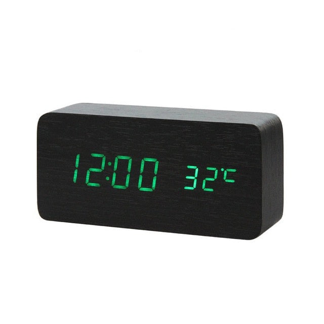 Decoramo LED Wooden Table Alarm Clock With Voice Control