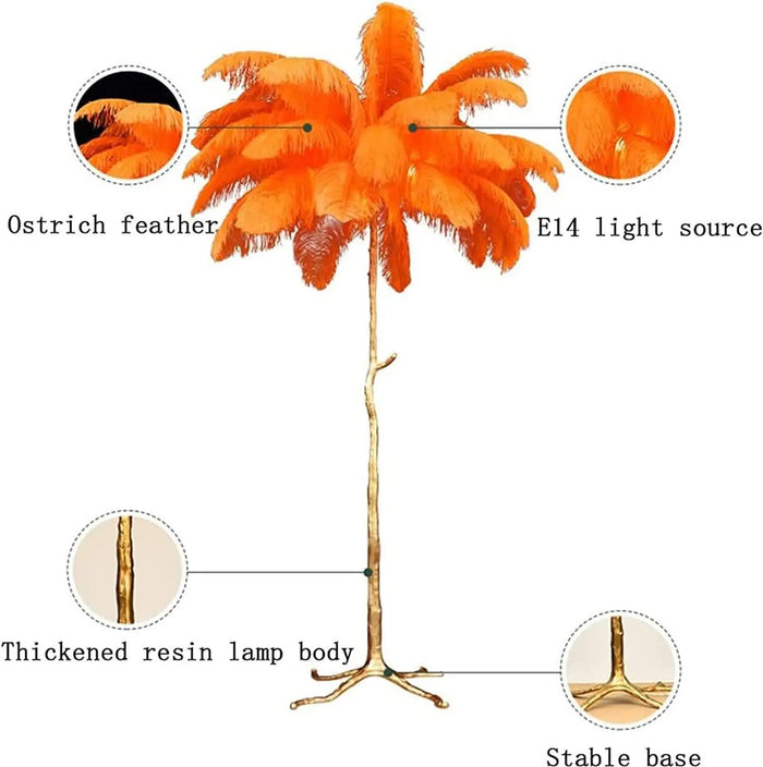Decoramo Luxury Nordic Ostrich Feather LED Floor Lamp