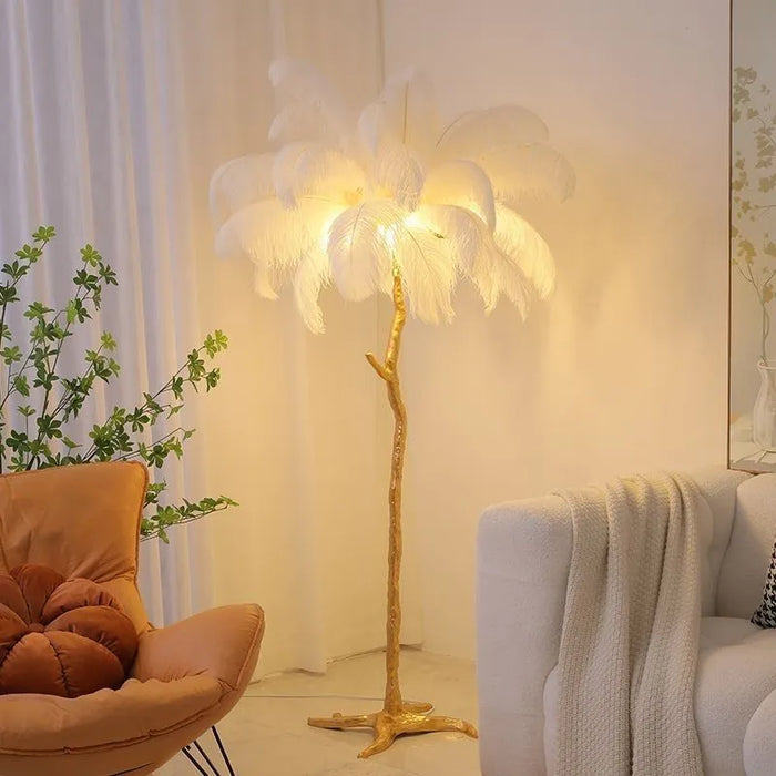 Decoramo Luxury Nordic Ostrich Feather LED Floor Lamp