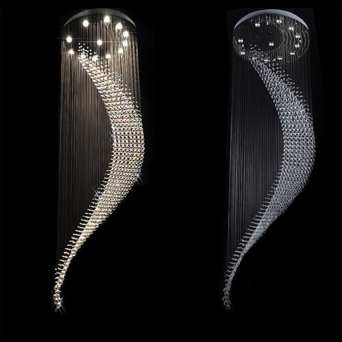 Decoramo Luxury Spiral Modern Staircase Crystal Chandelier